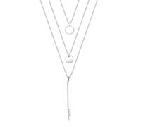 Elli Halskette Damen Geo Kreis Stab Layer mit Kristallen en plata de ley 925