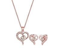 Elli Juego de Collar y Pendientes para Mujer en Forma de corazón, Cristales Nobles, en Plata 925