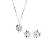 Elli Juego de Joyas Elli - Juego de joyas para mujer de estilo Oktoberfest con motivo de flor de las nieves (edelweiss), fabricado en plata de ley de 925