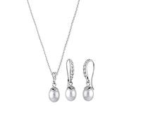 Elli Juego de Joyas Perla Cultivada en Agua Dulce y Cristales en Plata Esterlina 925