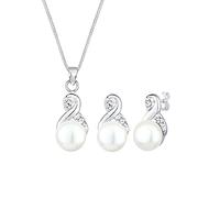 Elli Juego de joyas prémium para mujer, joyas auténticas, con perlas y cristales en plata de ley 925 chapada en oro