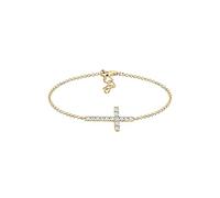 Elli Pulseras Mujeres Cruz Símbolo Clásico con Cristales en Plata de Ley 925 Bañada en Oro