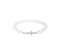 Elli Mujer Plata de ley (925/1000) plata redondo Perlas Simuladas blanco cristal