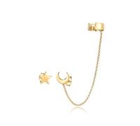 Elli Ohrringe Damen Earcuff Ohrstecker Astro Sterne Halbmond in 925 Sterling Silber