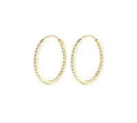 Elli Pendientes- Centelleantes Pendientes de Aro para Mujer, con Cristales, de Plata de Ley 925 Chapada en Oro