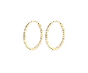 Elli Pendientes- Centelleantes Pendientes de Aro para Mujer, con Cristales, de Plata de Ley 925 Chapada en Oro