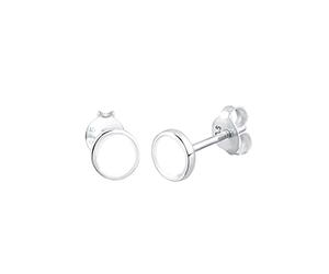 Elli Pendientes Circulares Básicos Esmgrandos para Mujer de Plata de Ley 925