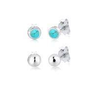 Elli Pendientes - Conjunto de pendientes básicos para mujer, con bola y howlita, fabricados en plata de ley de 925