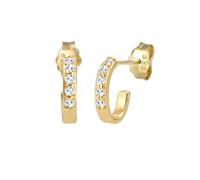 Elli Pendientes de aro de mujer con oro amarillo 14 k (585), topacio