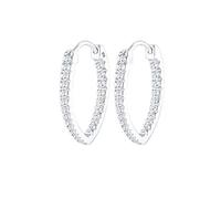 Elli Pendientes de aro ovalados para mujer, plata de ley 925, circonitas blancas, talla brillante, talla única, Plata de ley, Circonia cúbica