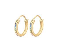 Elli Pendientes de aro para mujer con filigrana de arco iris con cristales en plata de ley 925 chapada en oro