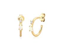 Elli Pendientes de aro para mujer con ópalo de marquesa y cristales de circonita en plata de ley 925