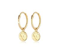 Elli Pendientes de aro para mujer, diseño de placas, orgánicos, en plata de ley 925, talla única, Plata de ley, Sin piedra preciosa