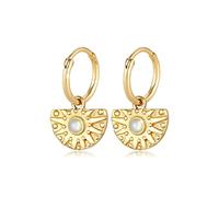 Elli Pendientes de aro para mujer, estilo vintage, colgante con piedra | Trend Blogger, plata de ley 925 chapada en oro