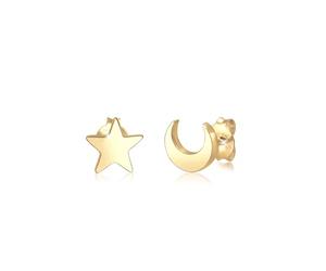 Elli Pendientes de media luna y estrella de plata de ley 925, talla única, Plata, No aplicable.