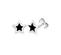 Elli Pendientes Estrella Astro Look con Esmalte Negro en Plata Esterlina 925