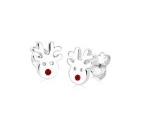 Elli Pendientes infantiles con diseño de reno juguetón con cristales en plata de ley 925