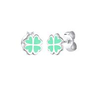 Elli Pendientes infantiles de trébol de la suerte, esmaltado, plata 925, Esmalte, sin gema