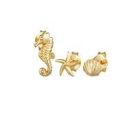 Elli Pendientes Juego de pendientes de estrella de mar, concha y caballito de mar, en plata esterlina 925