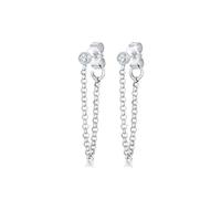 Elli Pendientes Mujer con Diseño Geométrico, con Cadena y Cristales, Fabricados en Plata de Ley de 925 Chapada en Oro Rosa