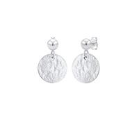 Elli Pendientes Mujeres Pendientes Colgando Placa Martillada Vintage Look Antiguo en Plata de Ley 925