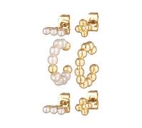 Elli Pendientes Mujeres Pendientes de Botón Bolas Juego Earcuff Cuentas de Vidrio Color Oro