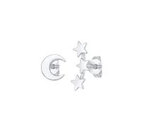 Elli Pendientes Mujeres pendientes de botón media luna estrella mezcla en plata de ley 925