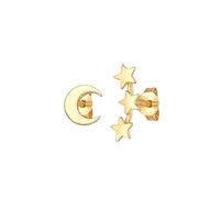 Elli Pendientes Mujeres pendientes de botón media luna estrella mezcla en plata de ley 925