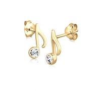 Elli Pendientes Mujeres Pendientes de Botón Nota Música con Cristal en Plata de Ley 925