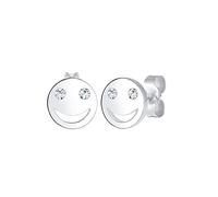 Elli Pendientes Mujeres Smile Face con Cristal en Plata de Ley 925