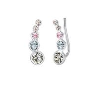 Elli Pendientes Mujeres clip para oreja geo con cristales en plata de ley 925