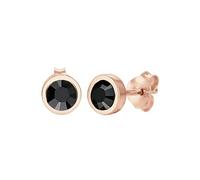 Elli Pendientes para mujer de plata 925 con cristales negros, talla redonda - 0302110216