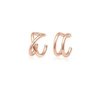 Elli Pendientes Mujeres Clip para Oreja Juego Geo Básico Minimalista en Plata de Ley 925 Bañada en Oro rosa