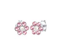 Elli Pendientes para niños con perlas de flores y cristales , fabricados en plata de ley 925 chapada en oro
