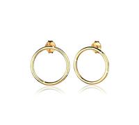 Elli Pendientes sencillos redondos para mujer, diseño geométrico, de plata de ley de 925 chapada en oro