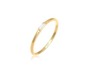Elli PREMIUM Anillos Elli PREMIUM - Anillo de compromiso precioso y delicado para mujer con diseño geométrico y topacio en oro amarillo 585