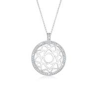 Elli Premium - Cadena con colgante en forma de chakra hindú, plata 925 con baño de rodio y cristales con talla en brillante