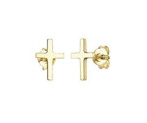 Elli Premium de mujer pendientes cruz clásico 375 oro amarillo - 0309130214