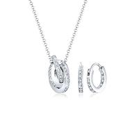 Elli PREMIUM Juego de Joyas Elli PREMIUM - Juego de joyas para mujer con colgante de nudo circular geométrico y clásico con cristales , en plata de ley 925