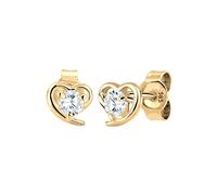 Elli PREMIUM Pendientes El Corazón de las Damas ama la Amistad con los Cristales de Zirconia en Oro Amarillo 585