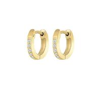 Elli PREMIUM Pendientes sencillos de aro para mujer, con diamante (0,10 quilates), de oro amarillo de 9 quilates (375)