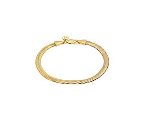 Elli PREMIUM Pulseras Cadena de serpiente plana y elegante con tendencia a la espiga en plata de ley 925 bañada en oro