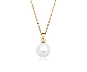 Elli Premium señorías-collar con colgante collar 585 oro 925 de agua dulce de plata-perla cultivada blanco 45 cm - 0107932015_45