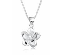 Elli Premium señorías-collar con colgante frangipani flor circonios 925 plata diamante (0.03 ct) Blanco corte brillante 45 cm - 0108771115_45