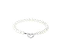Elli Pulsera de plata de ley 925 con circonitas, diseño de corazón, color blanco