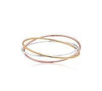 Elli Pulseras Brazalete de mujer triple entrelazado clásico tricolor en plata de ley 925 chapado en oro rosa