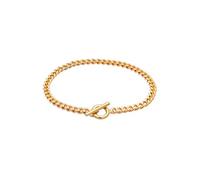 Elli Pulseras Pulsera de cadena para señoras Cadena básica con cierre de barra en plata de ley 925 con baño de oro