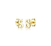 Elli Studs Letra S Initials Minimal de Plata de Ley 925 con baño de oro