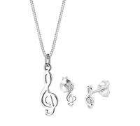 Elli Women's 925 Sterling Silver Pendant Necklace of Length 45 cm with Stud Earrings