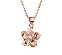 Elli Women's 925 Sterling Silver Xilion Cut 0.03 ct White Diamond Flower Frangipani Necklace